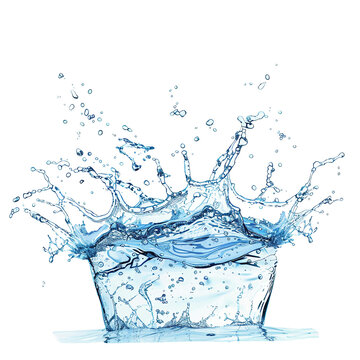 Blue water splash is super smoot isolate white background.