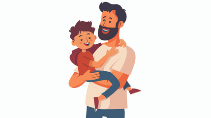 Father carrying a son in his arms Flat vector