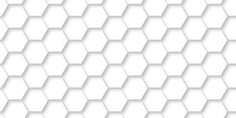 Fototapeta na wymiar Abstract Technology, Futuristic 3d Hexagonal structure futuristic white background and Embossed Hexagon. Hexagonal honeycomb pattern background with space for text.