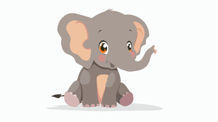 Baby elephant sitting Flat vector isolated
