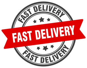 fast delivery stamp. fast delivery label on transparent background. round sign