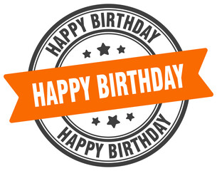 Fototapeta premium happy birthday stamp. happy birthday label on transparent background. round sign