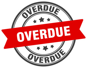 overdue stamp. overdue label on transparent background. round sign