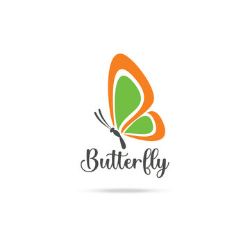 Stylized image of butterfly logo template isolate Vector illustration