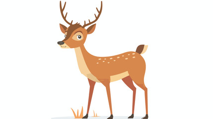 Deer standing on white background Flat