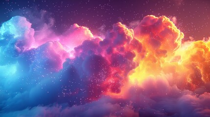 A 3D render of a colorful cloud with glowing neon, symbolizing the endless possibilities of the imagination - obrazy, fototapety, plakaty