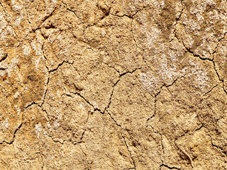the dried-up bottom of the lake during the dry season in Africa. Dry cracked earth background
