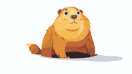 Groundhog looking out of hole Flat vector isolated