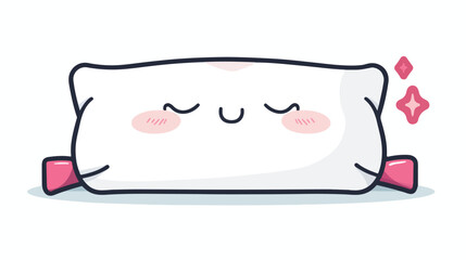 Pillow bed kawaii character flat vector isolated on w