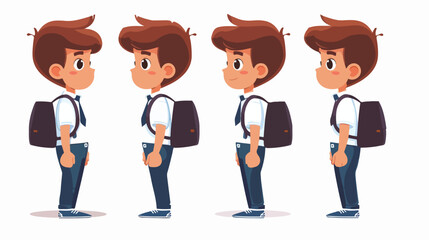 Happy school boy in uniform Flat vector isolated