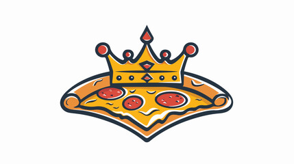 Pizza king vector logo design template. Crown and pizza
