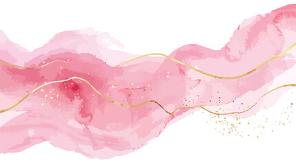 Pink Watercolour background with golden glitter line.
