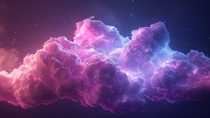 A dreamy 3D render of a neon cloud with geometric patterns - obrazy, fototapety, plakaty