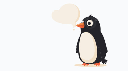 Penguin with thought bubble in grunge texture