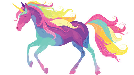 Obraz na płótnie Canvas Rainbow unicorn horse Flat vector isolated on