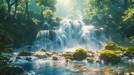 Foto auf Alu-Dibond waterfall in the forest © Stone rija