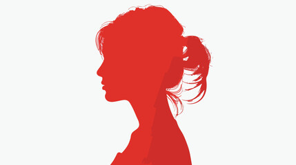 Red silhouette of a woman flat vector isolated on white