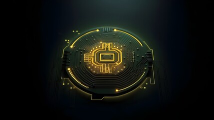 Fototapeta premium cryptocurrency bitcoin symbol representation on black background depicting trading and investment concept with close up of coin in the middle of the
