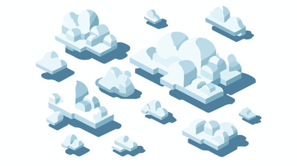 Cloudy isometric left top view Flat vector 