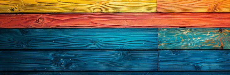 Colorful wooden planks background in the style of a rainbow color for lgbt pride celebration. Wooden wall texture with colorful wood slats. Rainbow flag banner design.