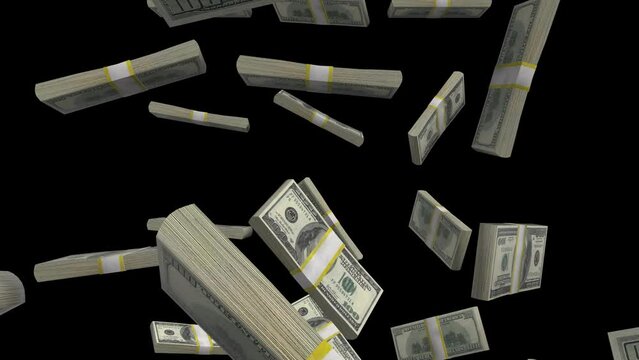 Money Falling Animation 100 doller with Alpha Channel