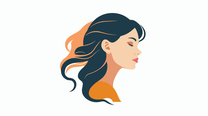 Girl portrait logo flat vector isolated on white background