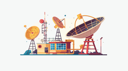 Satellite station and antenna vector flat material