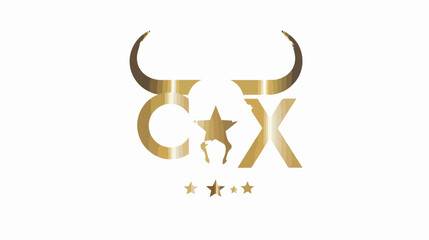 Golden letter OX logo design with multi star for your