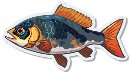 Grab a flat sticker of fish art flat vector isolated