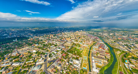Tula, Russia. Historical center with the Kremlin. Panorama of the city. Summer. Aerial view - obrazy, fototapety, plakaty