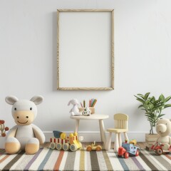  white wall with frame in kids room