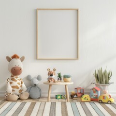  white wall with frame in kids room