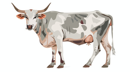 Hand drawing on a white background Indian zebu cow  - obrazy, fototapety, plakaty