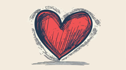 Hand drawn heart vector love symbol flat vector isolated