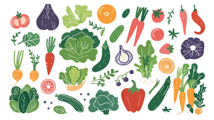 Hand drawn vector illustration - Fresh vegetables - obrazy, fototapety, plakaty