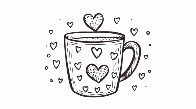 Hand drawn vector cute coffee mug. Doodle style