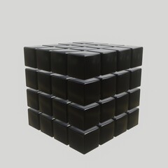 3d Black Shiny Cube with white background