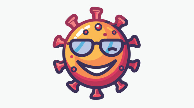 Happy Coronavirus emoticon flat icon vector sign