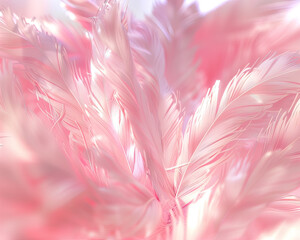 Feathers in a heart layout, 3D render, softness and tenderness of love