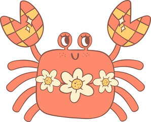 Groovy retro summer crab