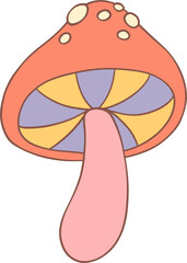 Groovy retro summer mushroom