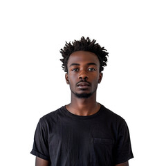 Young African Man with Natural Hair on Transparent Background