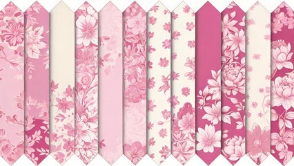 exquisite floral designs, each featuring delicate pink blossoms set against a vintage, pastel background