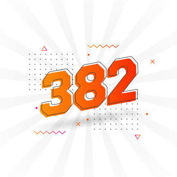 382 number vector font alphabet. Number 382 with decorative element stock vector