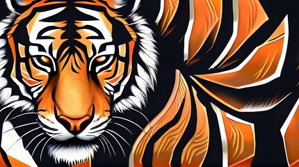 Tiger basking in sunlight, fierce and majestic amidst the sky, embodying the essence of wild beauty