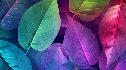 Leaf skeleton colorful illustration. Abstract background rengen amazing nature lines. Nature concept. - 775659344