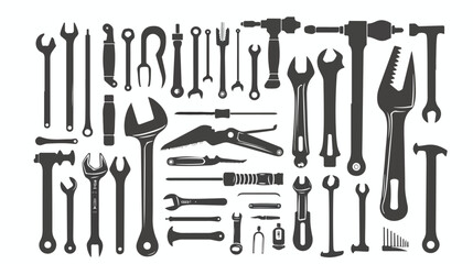 Silhouettes of tools. Vector illustration. flat vector