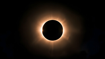 Dramatic astronomical phenomenon: a complete solar eclipse, with the moon totally covering the sun