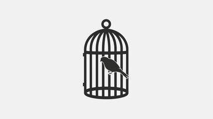Fototapeta na wymiar Simple bird cage flat Icon black flat vector isolated