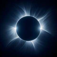 Dramatic complete solar eclipse with the moon silhouetted against the darkened sun